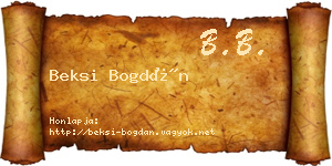 Beksi Bogdán névjegykártya